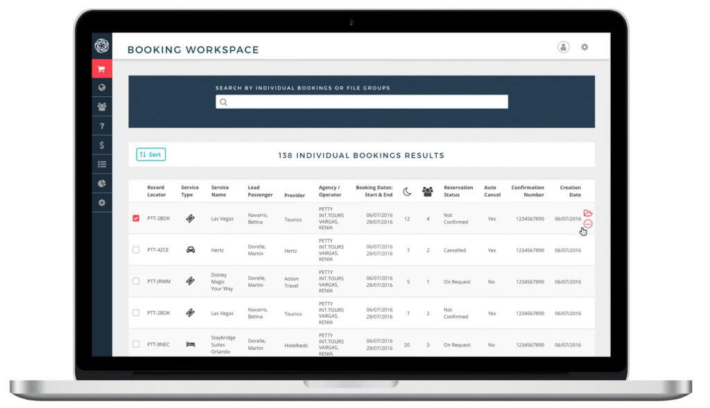 Travtion's Engine Booking Workspace